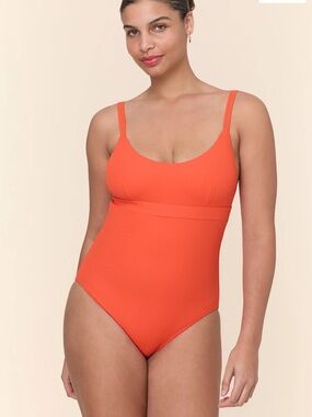 Andie Orange Ribbed Scoop One-Piece Swimsuit